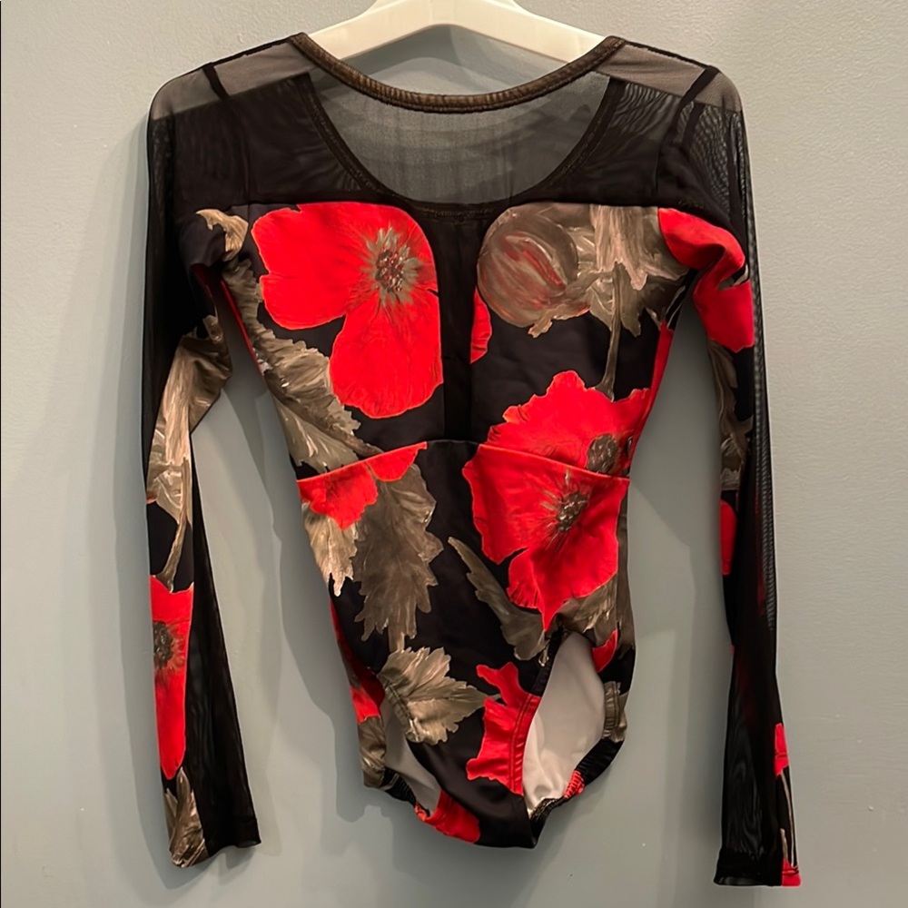 LuckyLeo long sleeve poppy and black mesh
